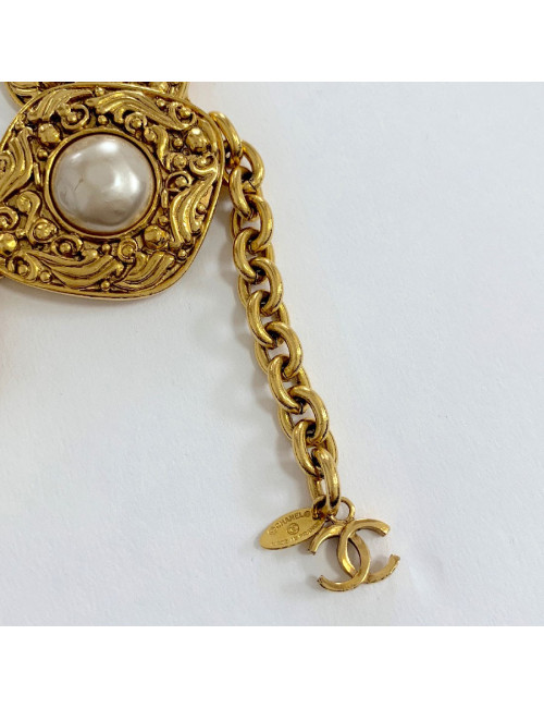 Ceinture CHANEL vintage métal doré et perles