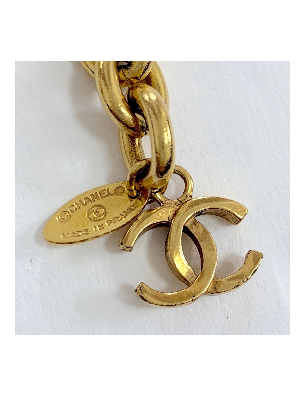 Ceinture CHANEL vintage métal doré et perles