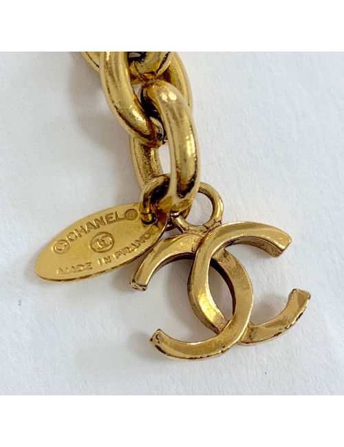 Ceinture CHANEL vintage métal doré et perles