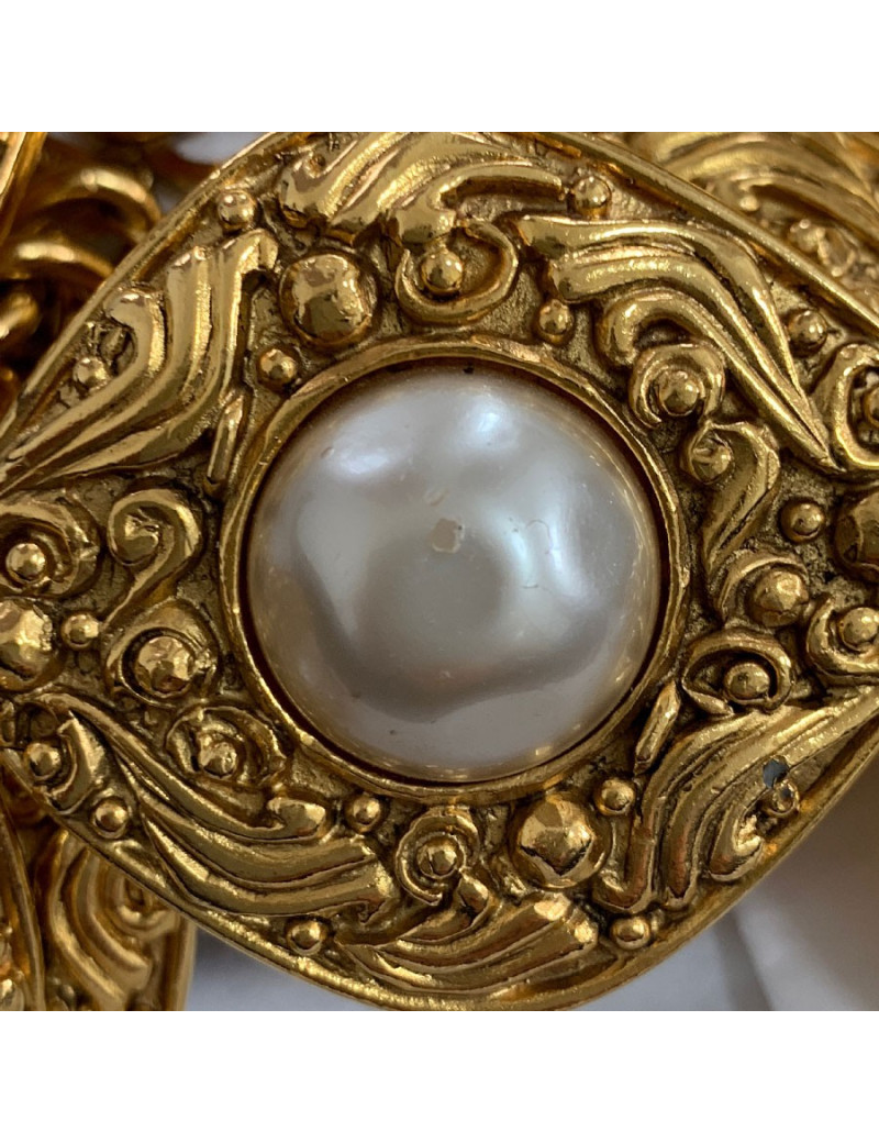 Ceinture CHANEL vintage métal doré et perles