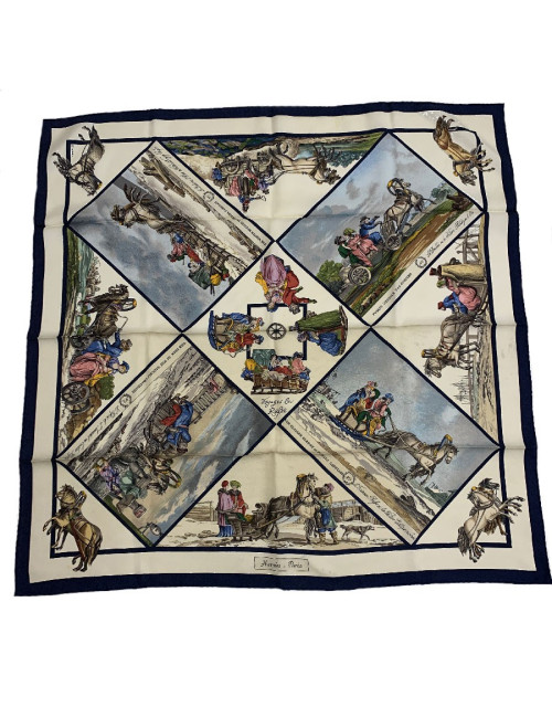 Carré 90 x 90 HERMES soie 100% "Voyage en Russie" 