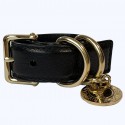 Bracelet YVES SAINT LAURENT cuir noir et bijouterie or pâle