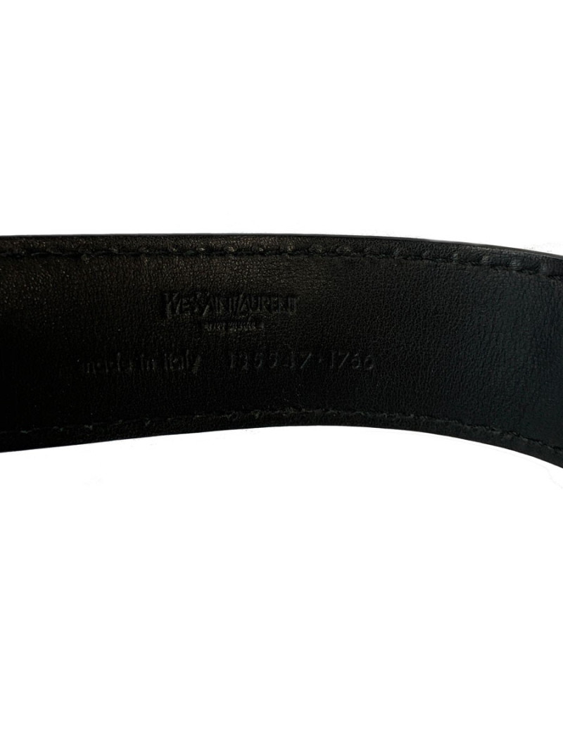 Bracelet YVES SAINT LAURENT cuir noir et bijouterie dorée 