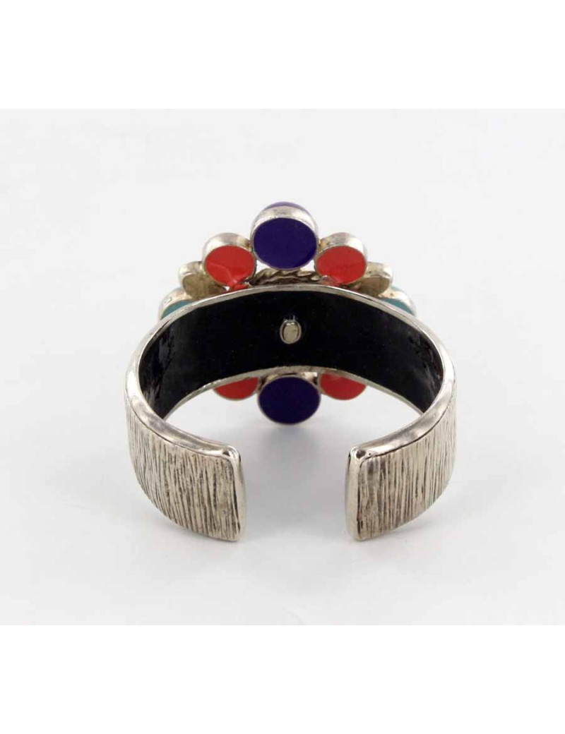 Bracelet CHANEL métal argenté et résine multicolore