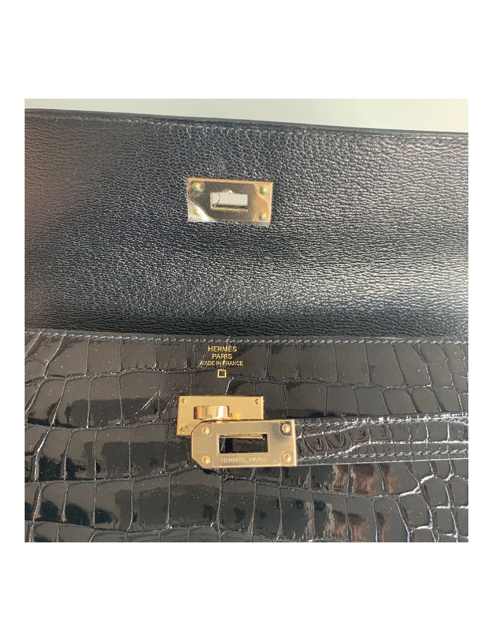 Portefeuille kelly HERMES alligator noir