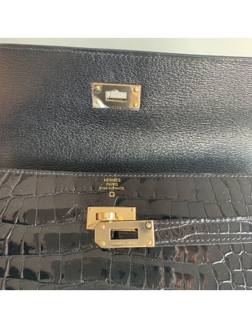 Portefeuille kelly HERMES alligator noir