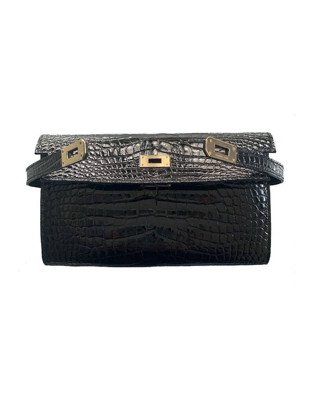 Portefeuille kelly HERMES alligator noir