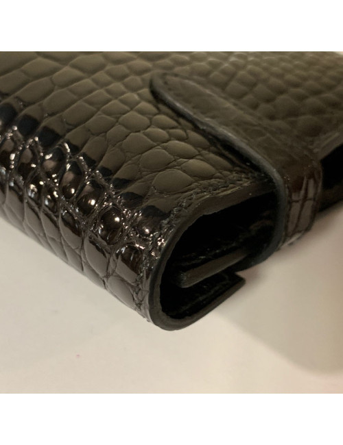 Portefeuille kelly HERMES alligator noir