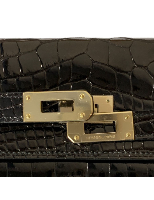 Portefeuille kelly HERMES alligator noir