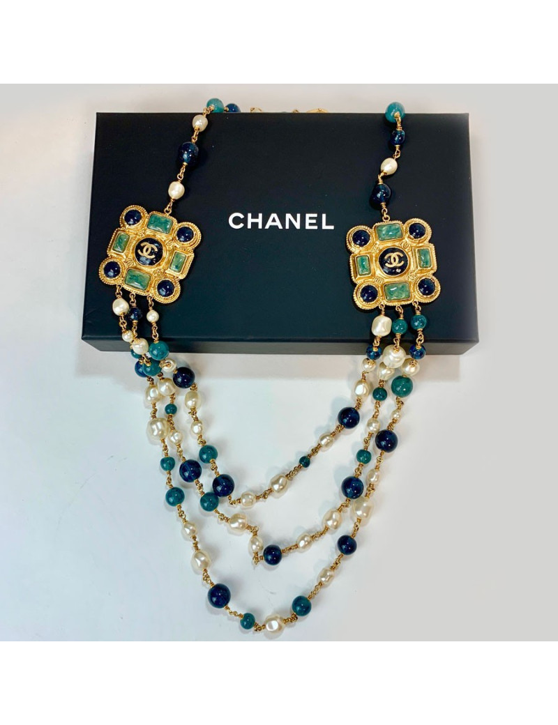 Sautoir CHANEL triple rangs 