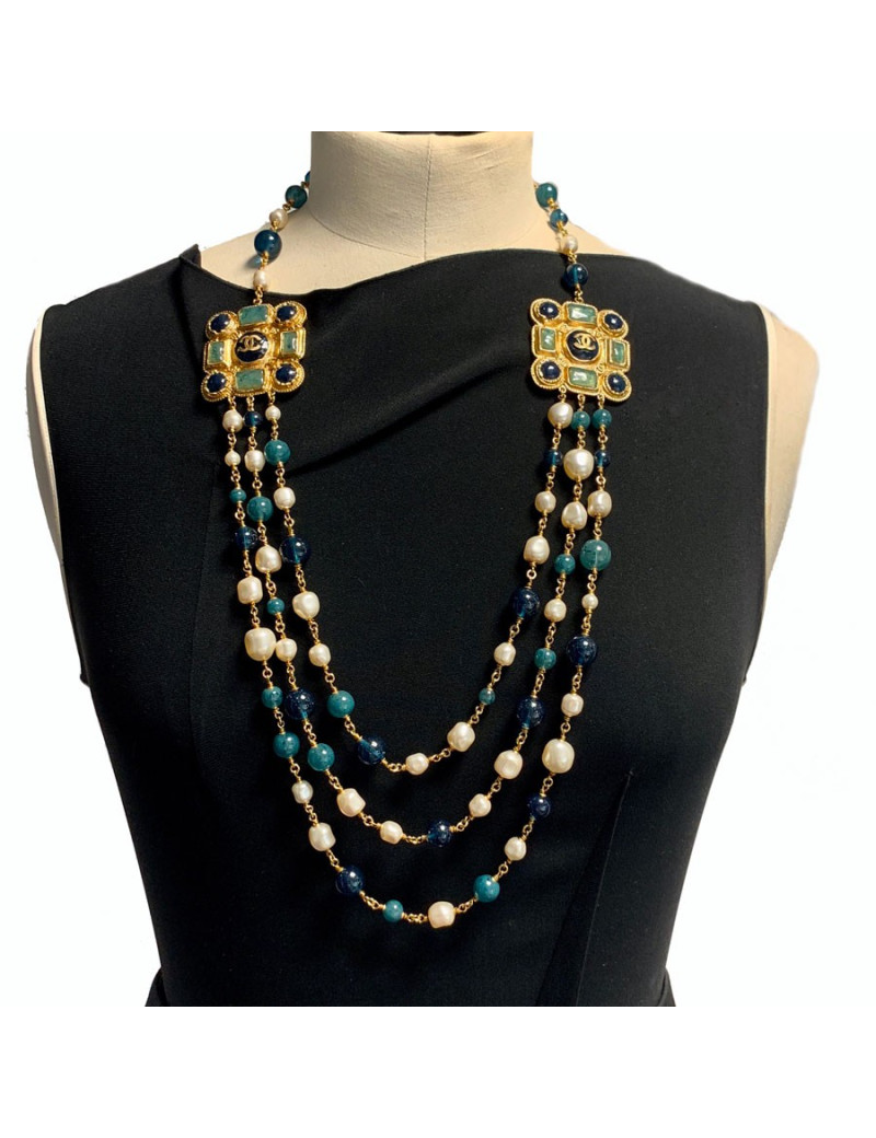 Sautoir CHANEL triple rangs 