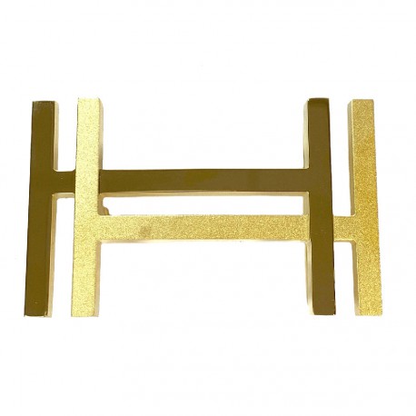 Boucle HERMES H en carré en metal doré