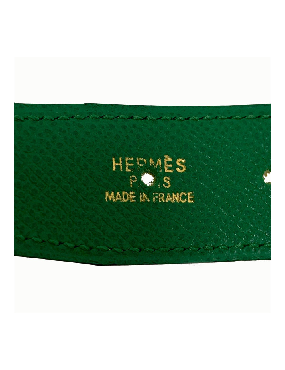 Ceinture T 84  HERMES réversible cuir epsom vert et jaune