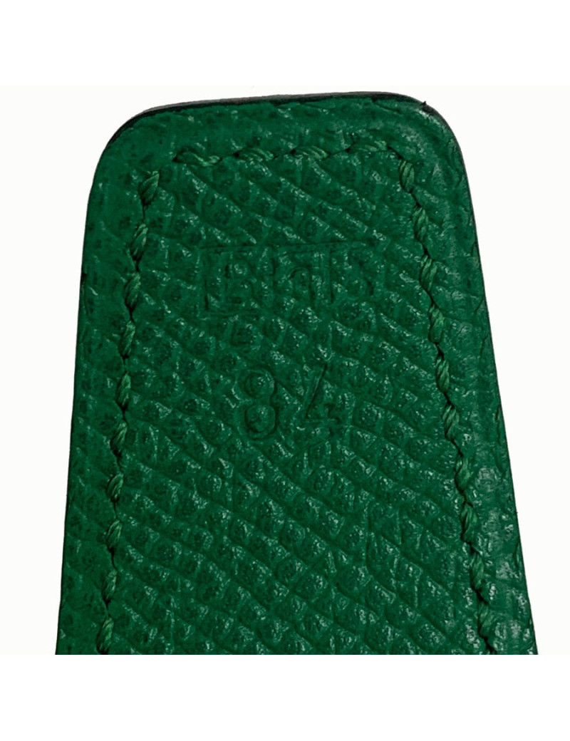 Ceinture T 84  HERMES réversible cuir epsom vert et jaune