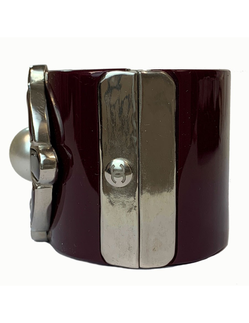 Manchette CHANEL plexiglass violet et perle