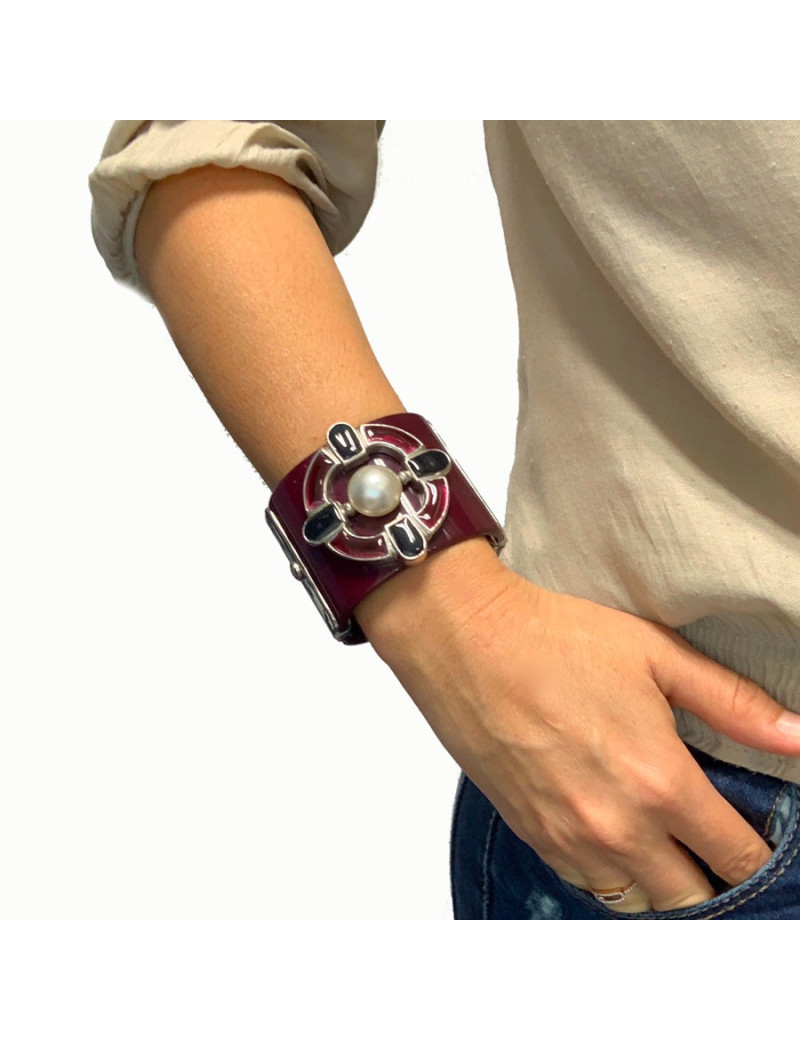 Manchette CHANEL plexiglass violet et perle