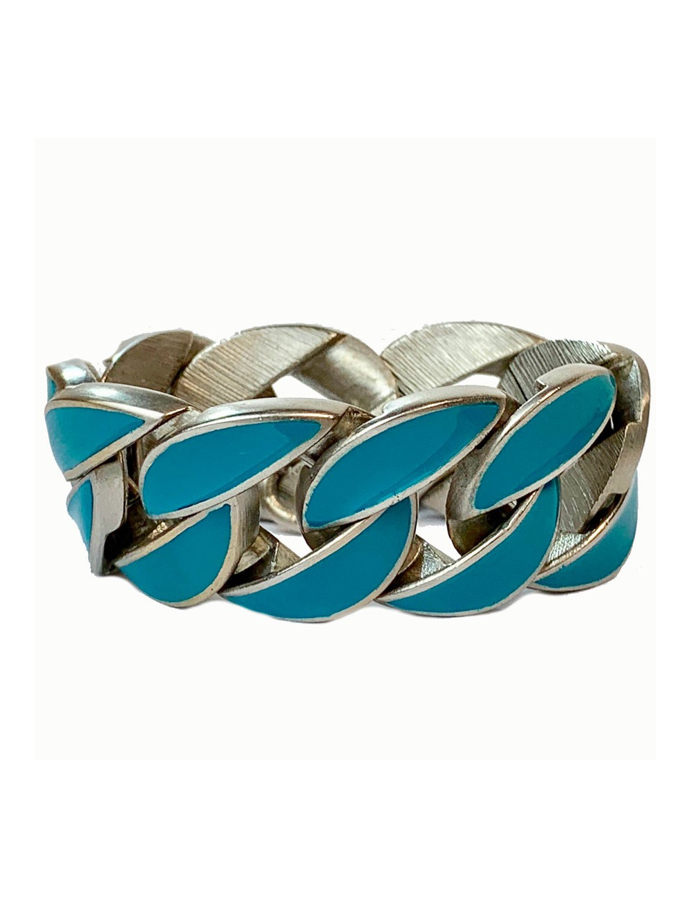 Bracelet CHANEL gourmette émaillée bleue