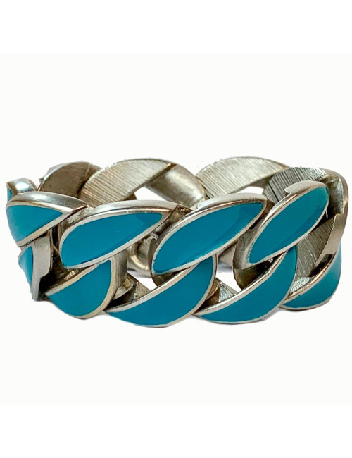 Bracelet CHANEL gourmette émaillée bleue