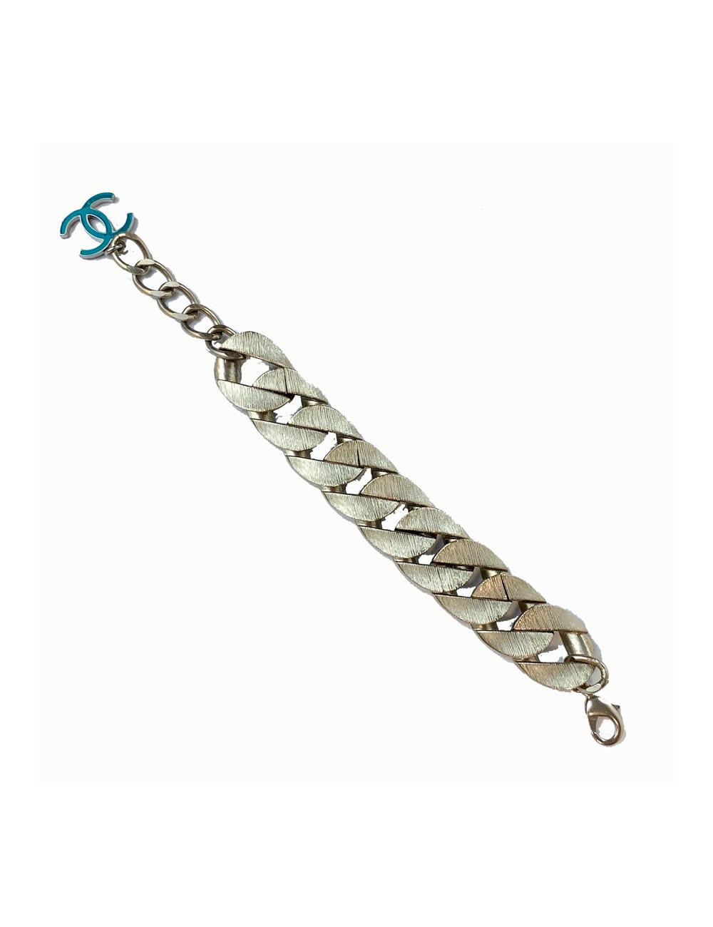 Bracelet CHANEL gourmette émaillée bleue