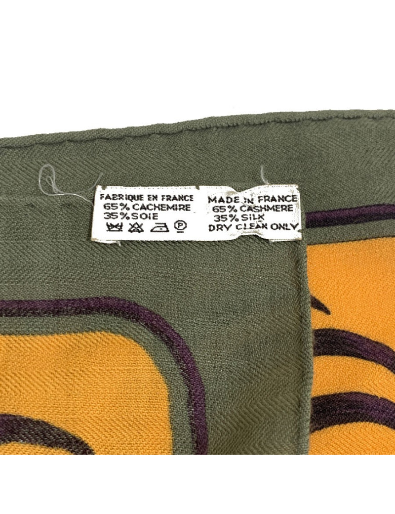 Petit carré HERMES Le tigre royal en cachemire et soie