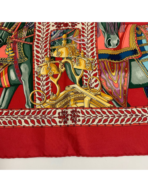 Carré HERMES "La danse du cheval Marwari" soie multicolore