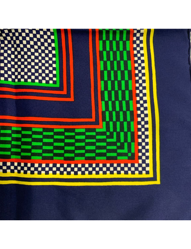 Carré YVES SAINT LAURENT vintage bleu à motifs