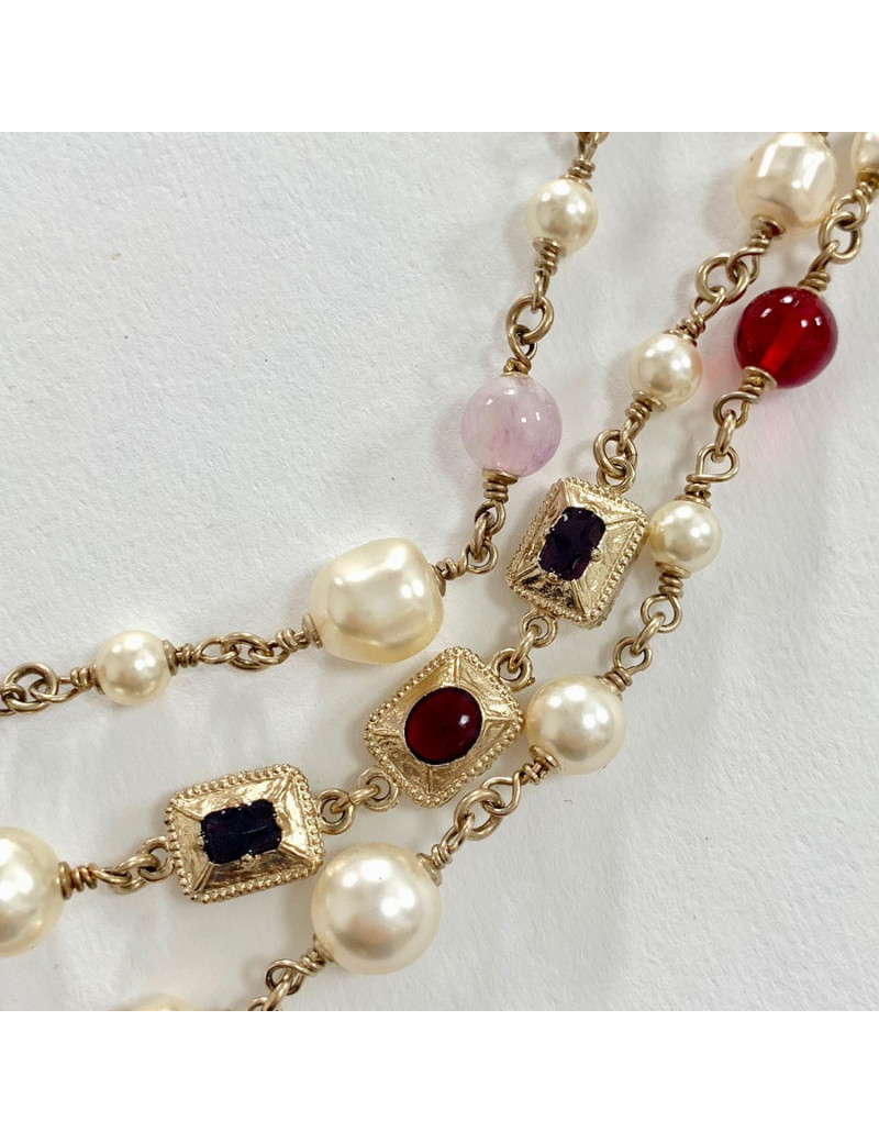 Sautoir CHANEL triple rangs multicolore