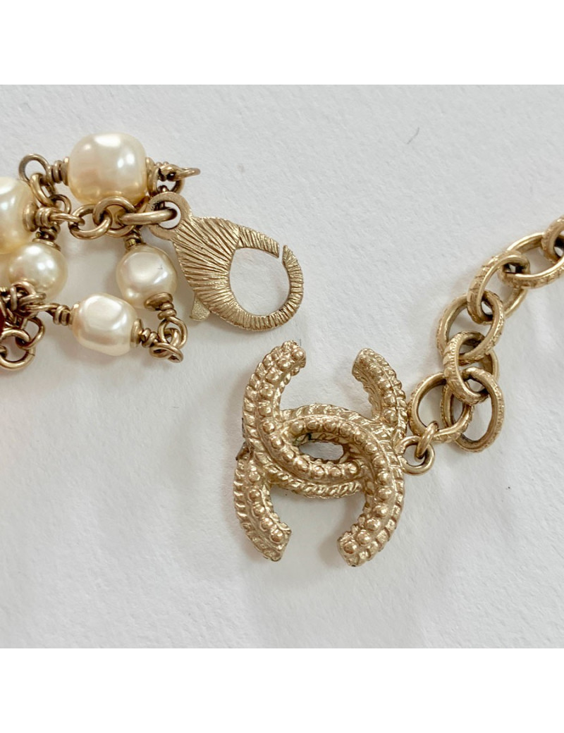 Sautoir CHANEL triple rangs multicolore