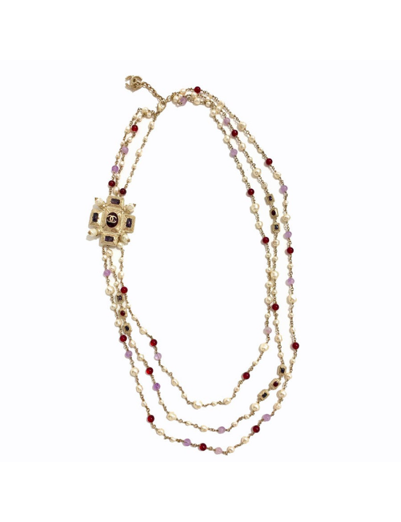 Sautoir CHANEL triple rangs multicolore