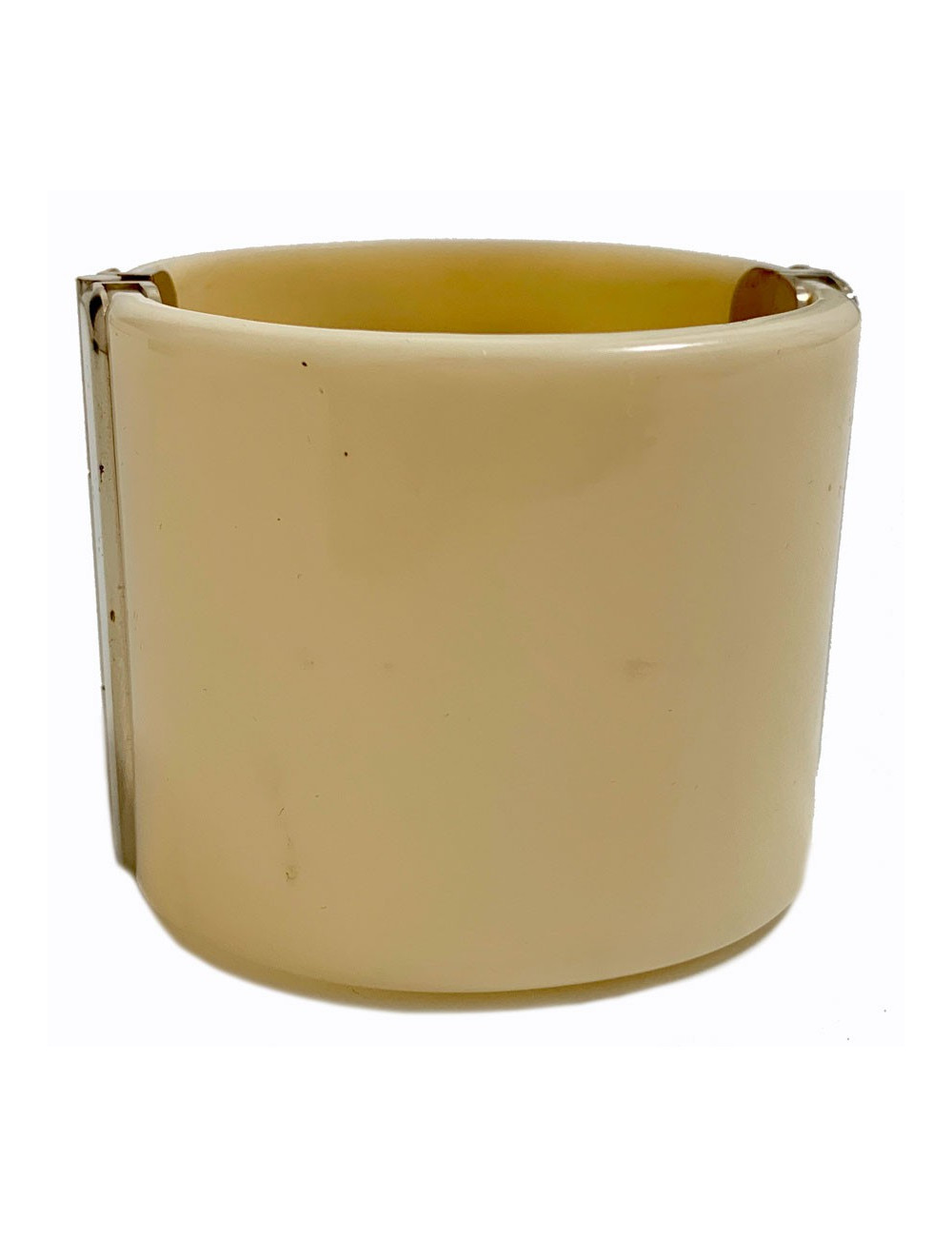 Manchette CHANEL plexiglass ivoire et métal doré 