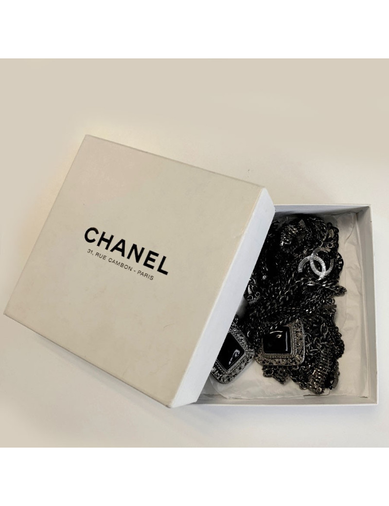 Ceinture CHANEL en chaines métal ruthénium