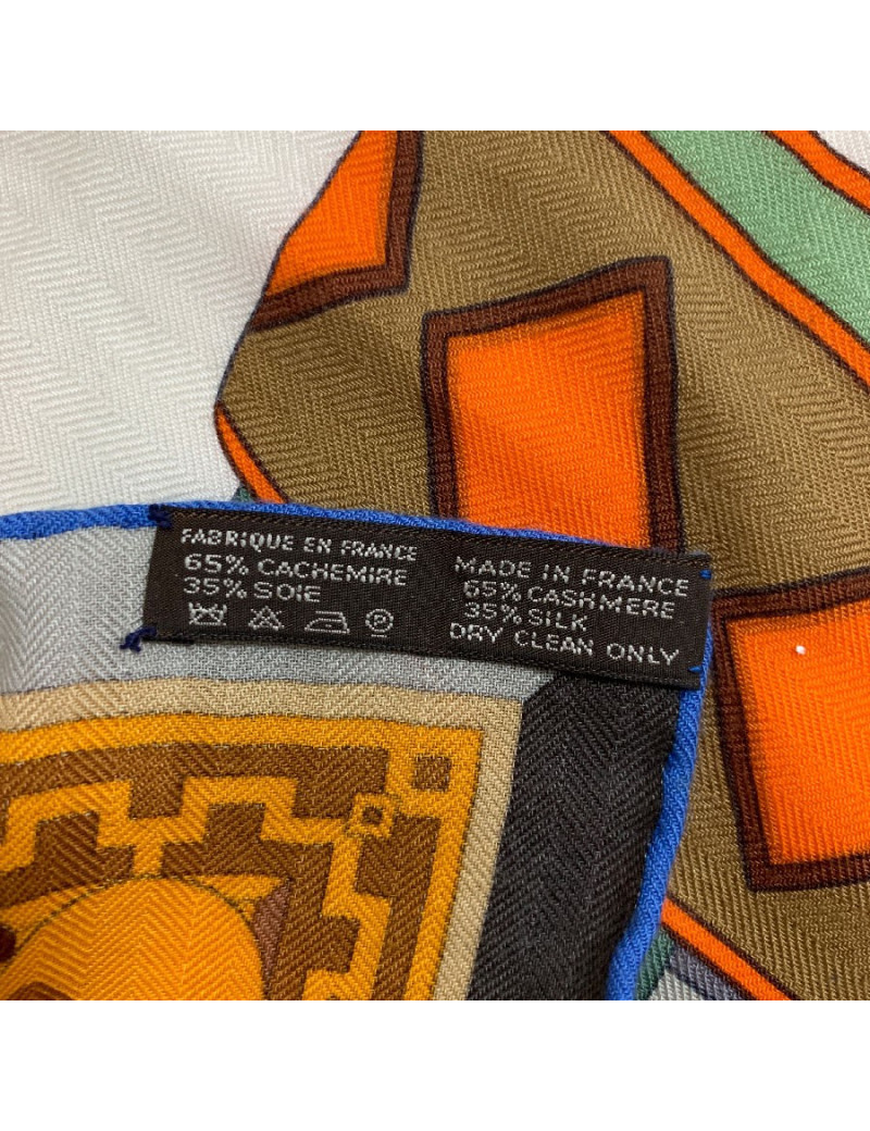 Chale HERMES Colliers de chiens en cachemire et soie orange