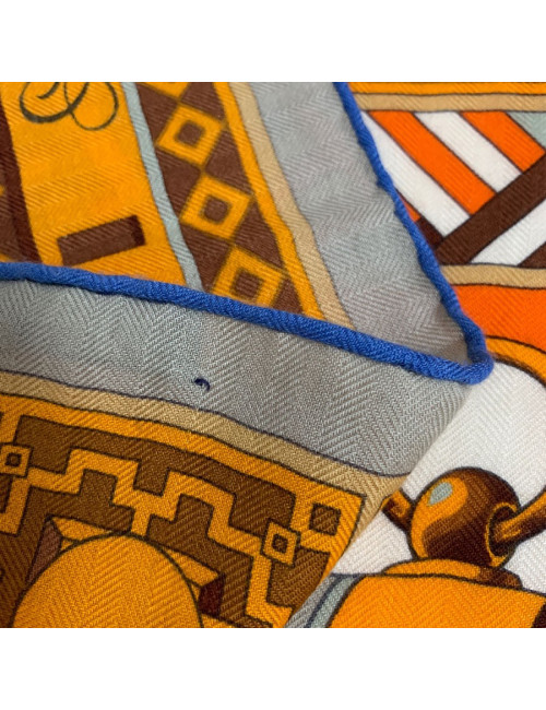 Chale HERMES Colliers de chiens en cachemire et soie orange