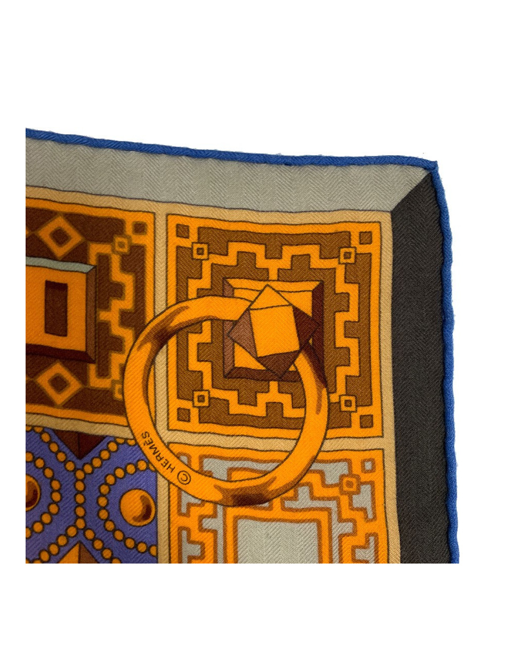 Chale HERMES Colliers de chiens en cachemire et soie orange