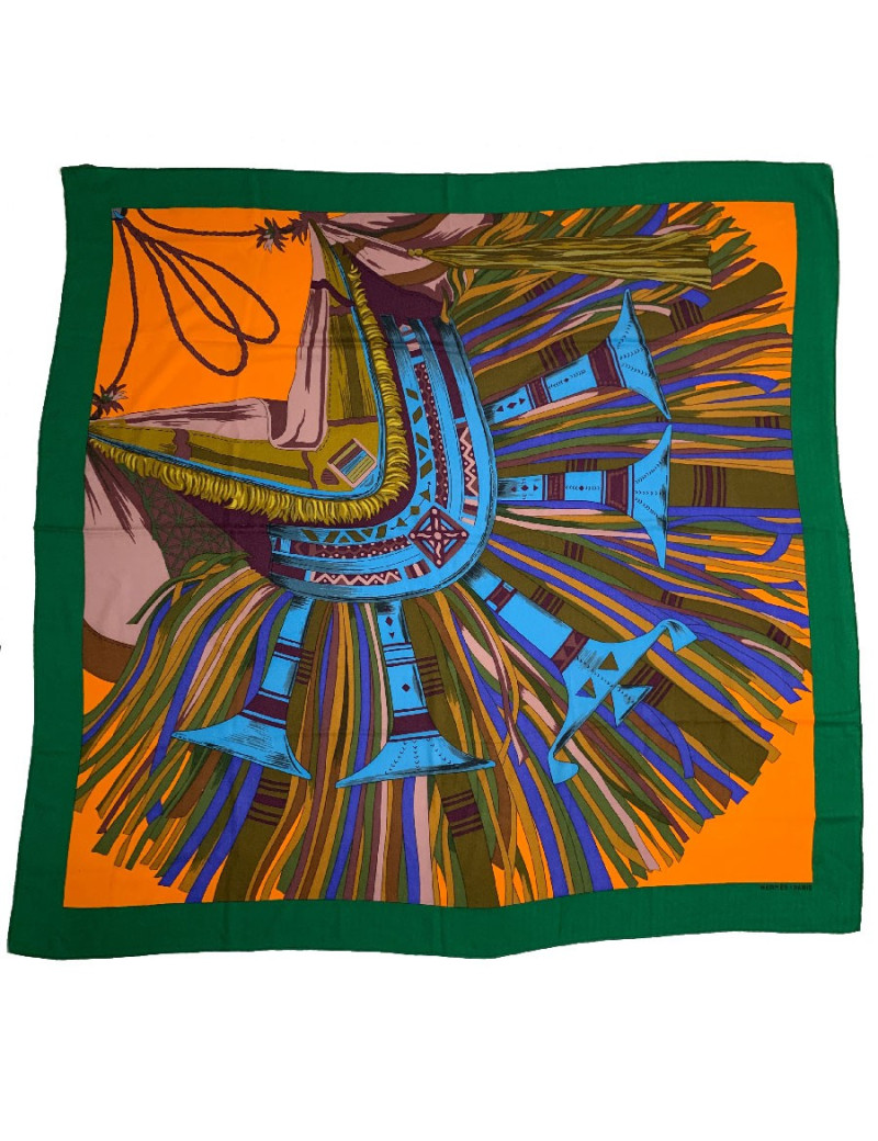 Foulard HERMES vert et orange