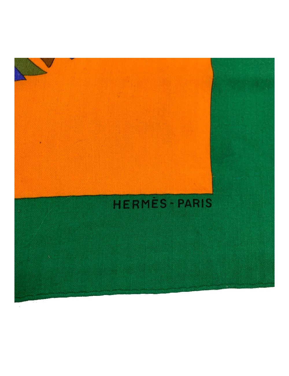Foulard HERMES vert et orange