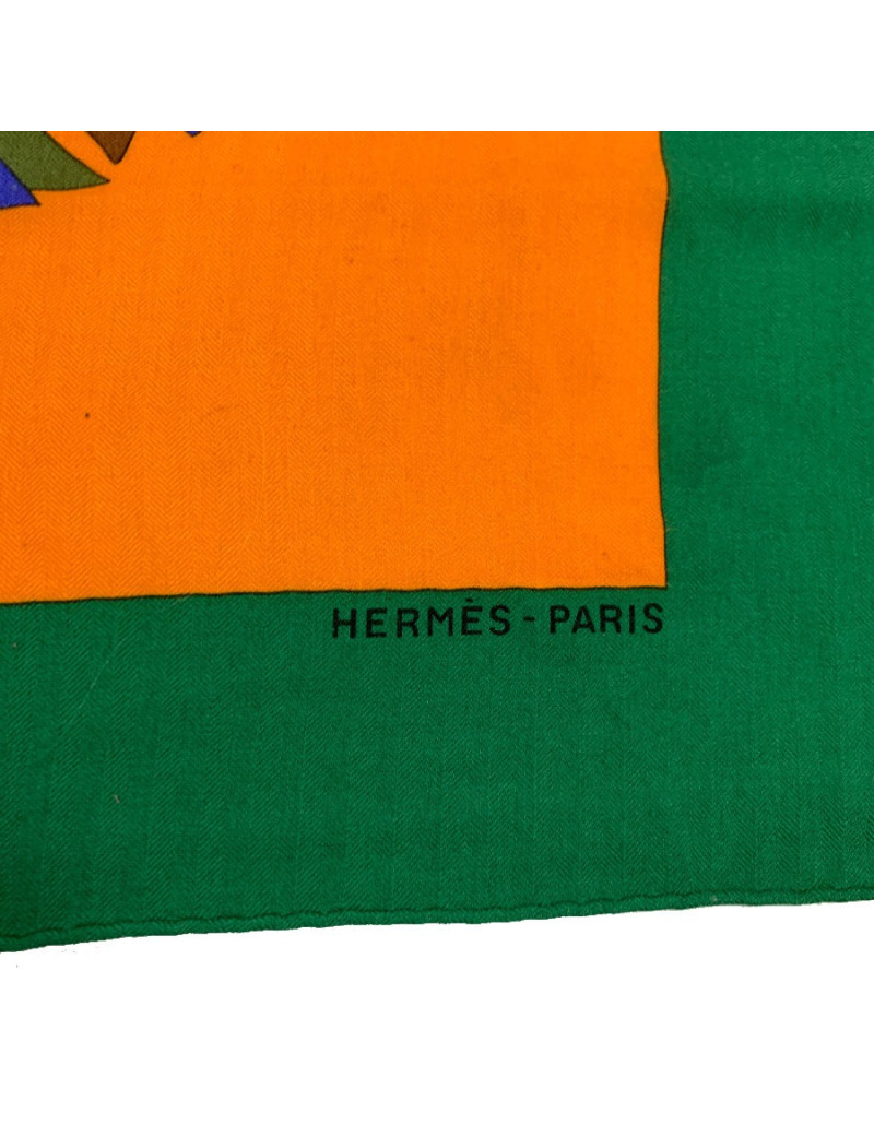 Foulard HERMES vert et orange