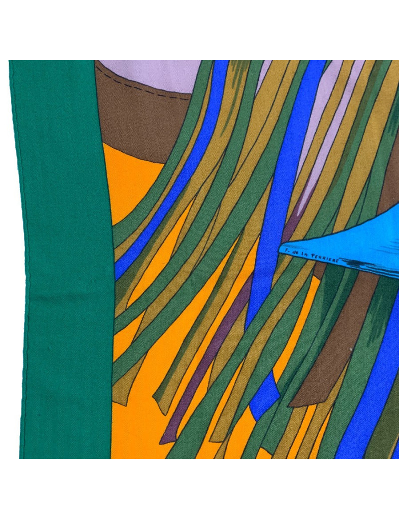 Foulard HERMES vert et orange