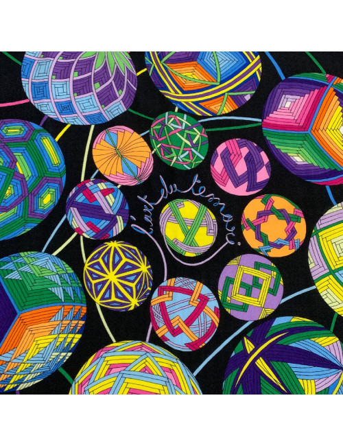 Châle HERMES 'L'Art du Temari' en cachemire et soie jaune