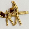 Bracelet CHANEL chaine dorée entrelacée de cuir marron Bambi