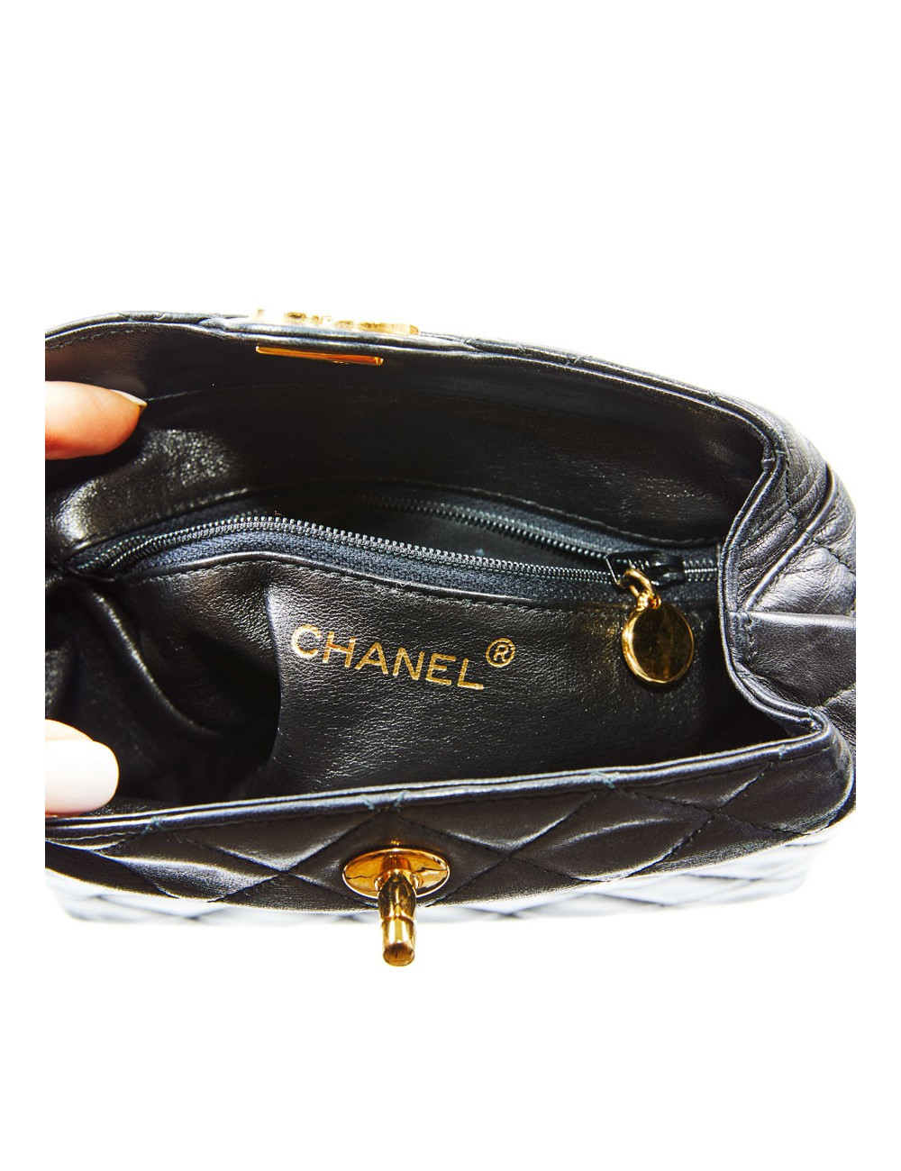 Sac vintage CHANEL cuir matelassé noir