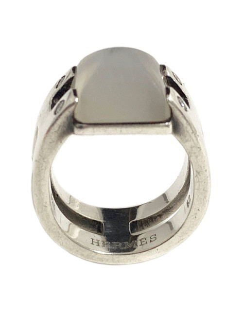Bague T 52 HERMES en argent massif et pierre de lune