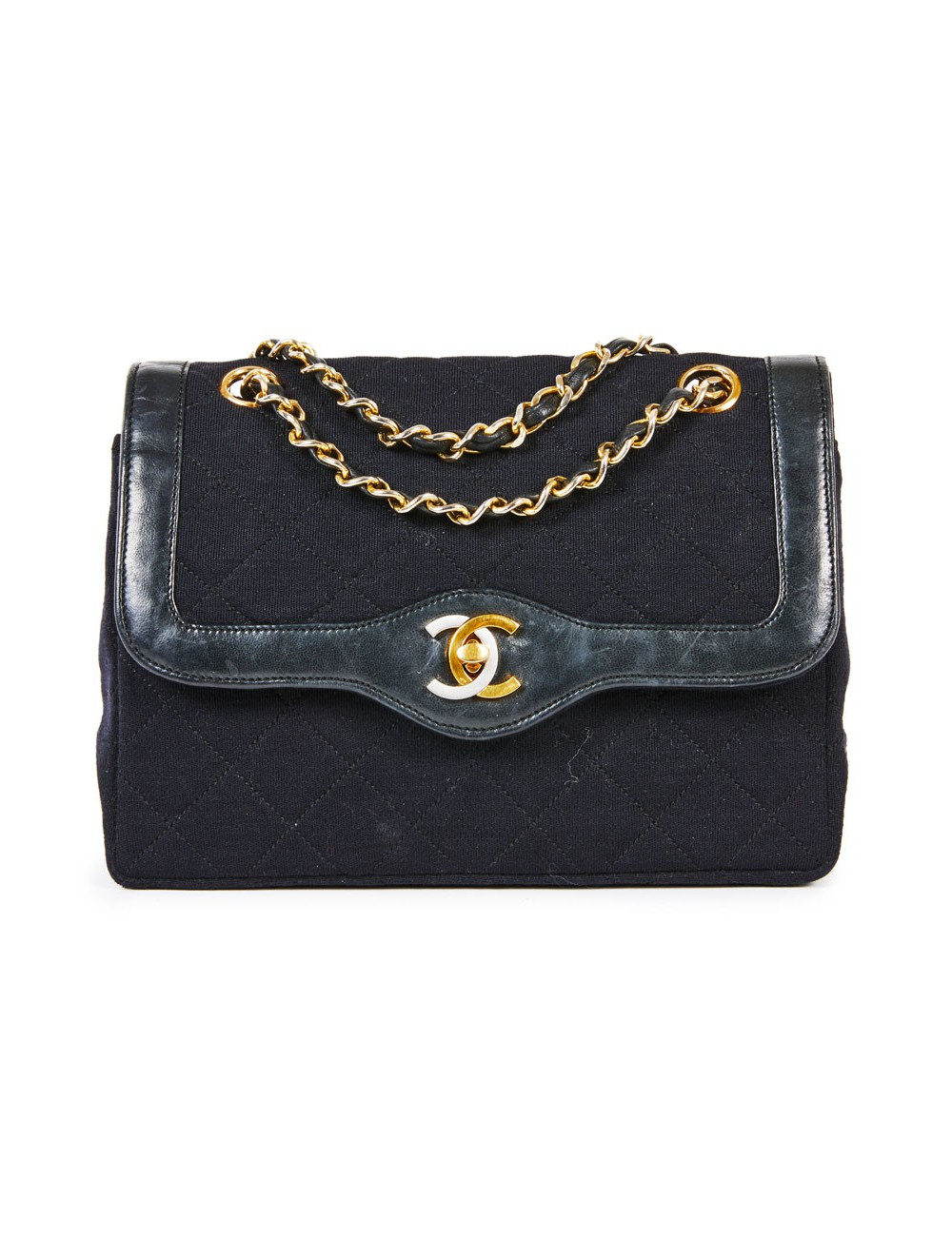 Sac CHANEL Haute couture toile et cuir noir