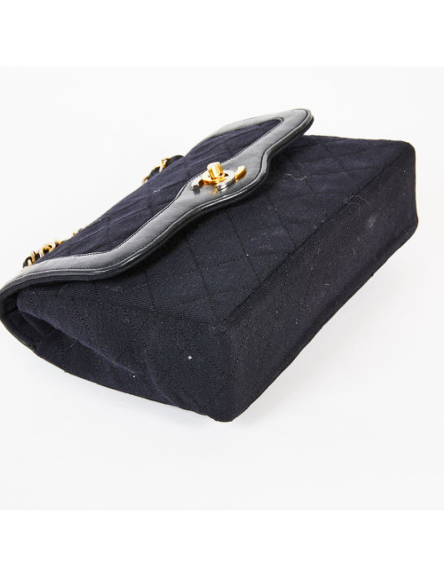 Sac CHANEL Haute couture vintage toile et cuir noir