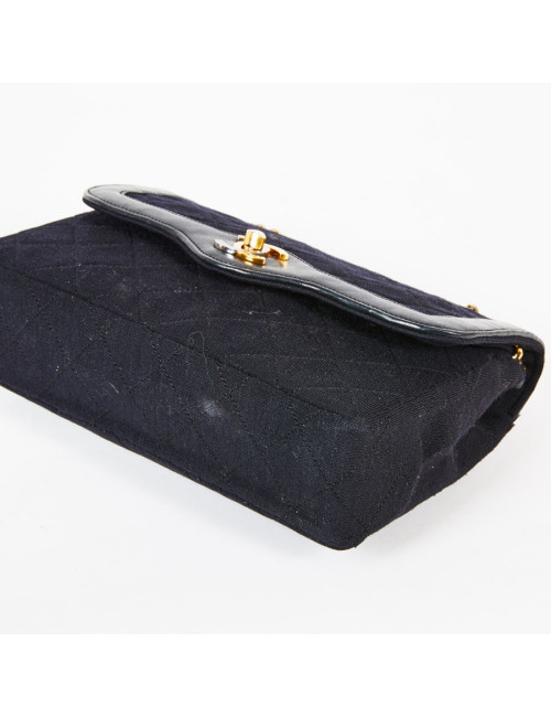 Sac CHANEL Haute couture vintage toile et cuir noir