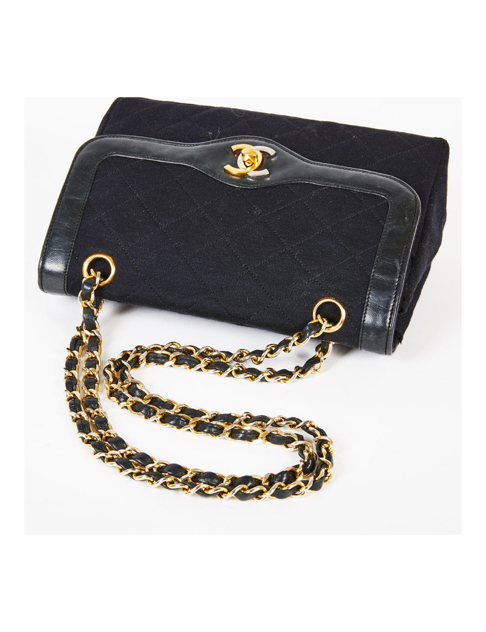 Sac CHANEL Haute couture toile et cuir noir