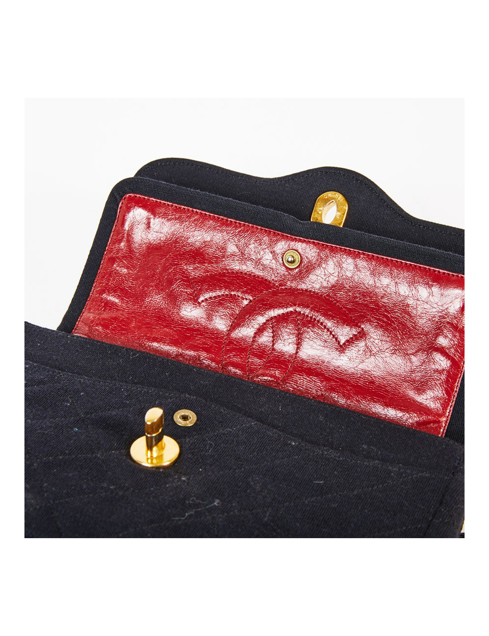 Sac CHANEL Haute couture toile et cuir noir