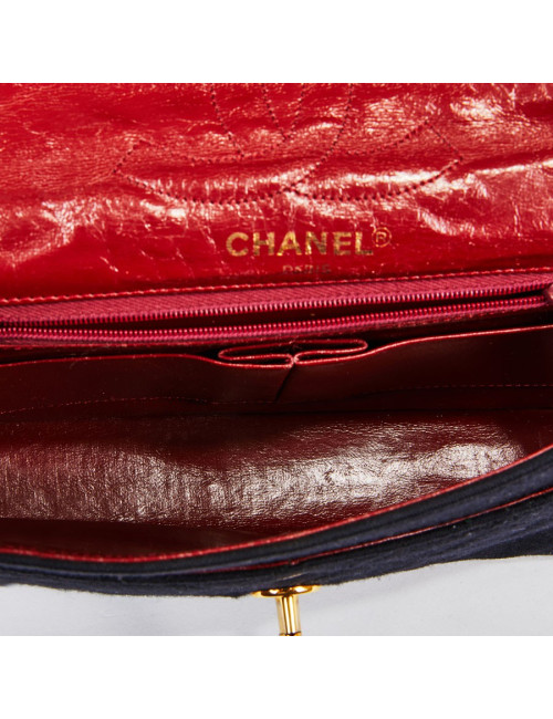 Sac CHANEL Haute couture vintage toile et cuir noir