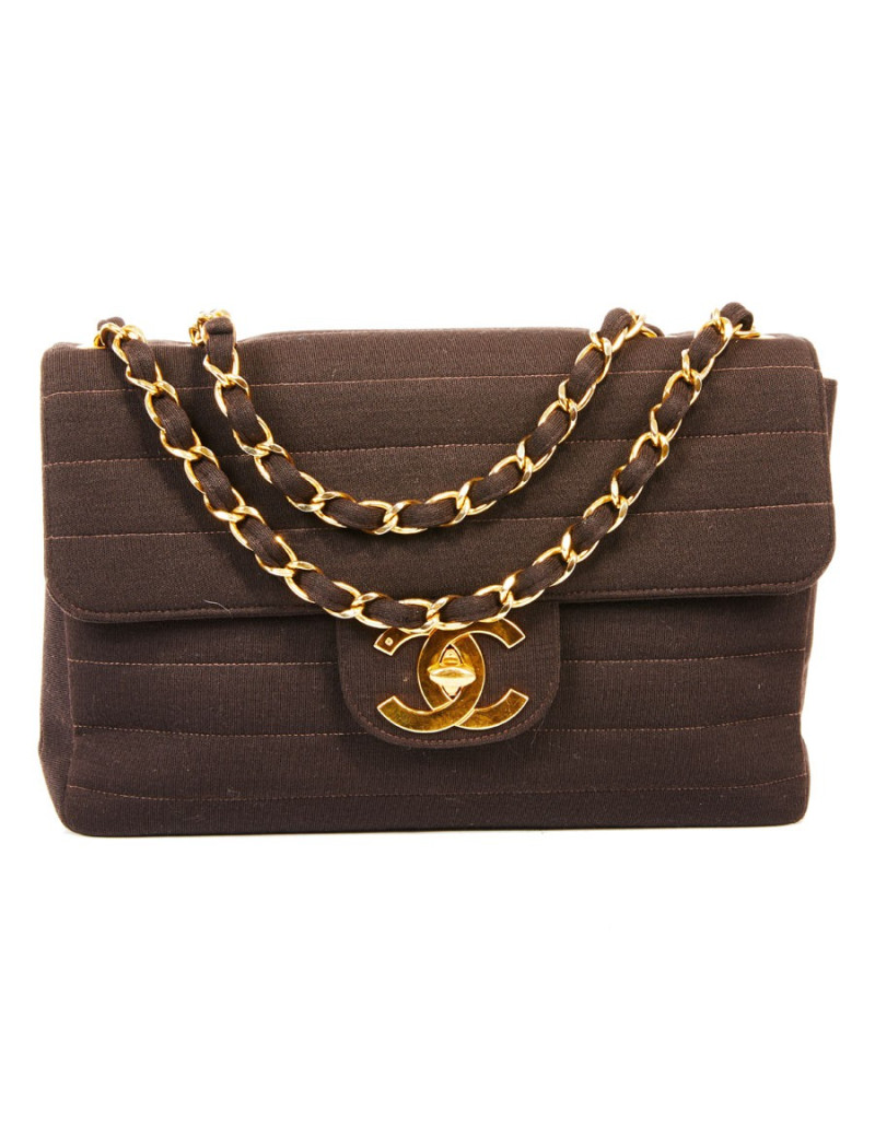 Sac Jumbo CHANEL en jersey marron