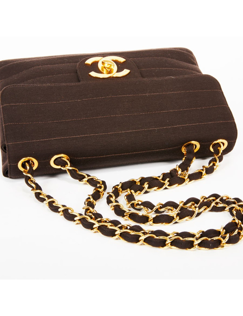 Sac Jumbo CHANEL en jersey marron